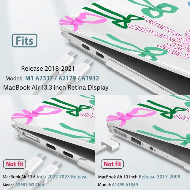 Alt view image 2 of 5 - May Chen Compatible with MacBook Air 13 inch Case 2022 2021, 2020-2018 Release Model: M1 A2337 A2179 A1932, Plastic Hard Shell Case Cover for Mabook Air 13 inch with Retina Dispaly, Colorful Bows
