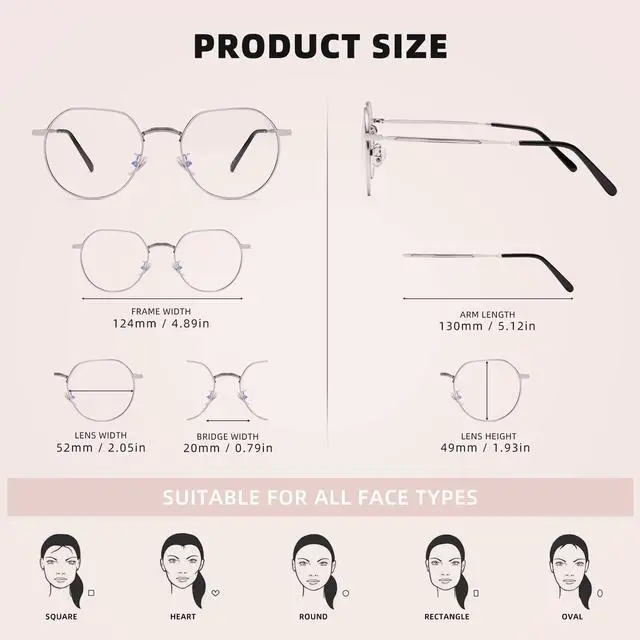 Alt view image 4 of 5 - KINGSEVEN Blue Light Blocking Glasses Men Women Computer Gaming Glasses Lightweight Frame Anti-Eyes Fatigue (ML4527-Silver)