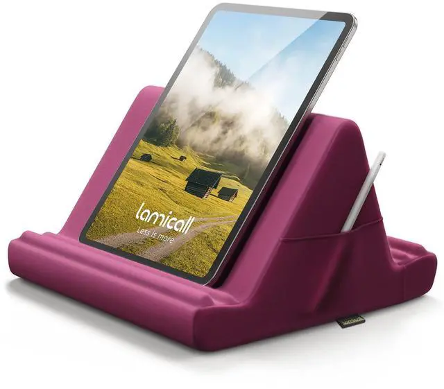 Main image of Lamicall Tablet Pillow Stand, Tablet Holder for Bed - Pillow Soft Pad Holder for Lap with Pocket & 4 Viewing Angles, for iPad Pro 12.9, 11, Air, Mini, Kindle, 4-13" Phone and Tablet, Purplish Red