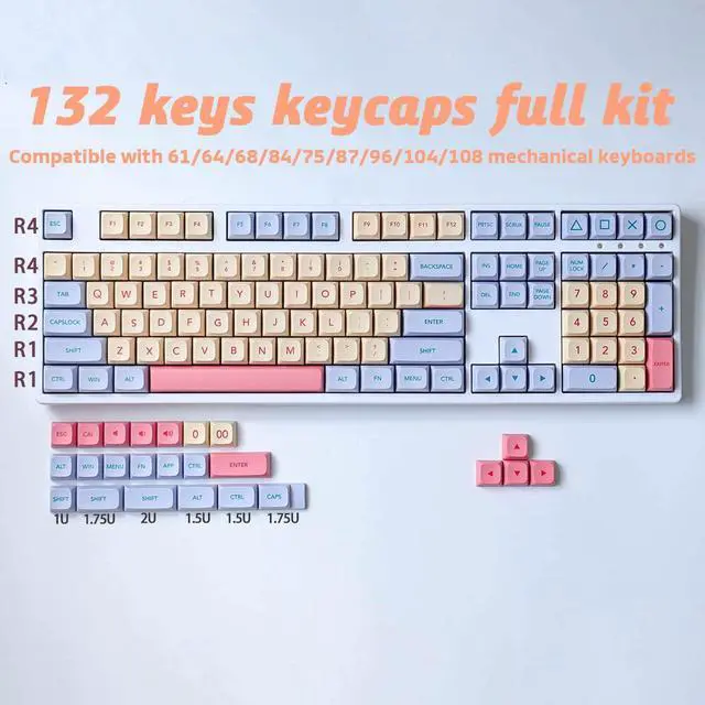 Alt view image 4 of 5 - Hyekit Marshmallow Keycaps - 132 Keys, Dye-Sublimation, Cute Design, XDA Profile, Cherry Gateron MX Switch Compatible