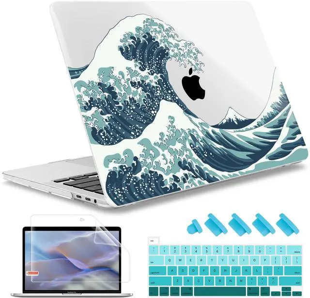 Main image of for MacBook Pro 16 inch 2020 2019 Release Model A2141, May Chen Crystal Clear Hard Shell Case Cover for MacBook Pro 16 inch Fit Touch ID and Touch Bar & Retina Display - Great Wave
