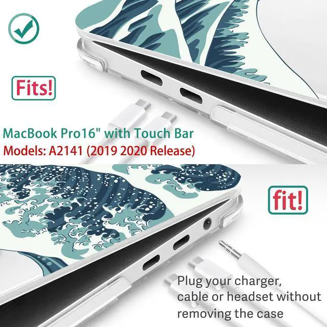 Alt view image 2 of 5 - for MacBook Pro 16 inch 2020 2019 Release Model A2141, May Chen Crystal Clear Hard Shell Case Cover for MacBook Pro 16 inch Fit Touch ID and Touch Bar & Retina Display - Great Wave