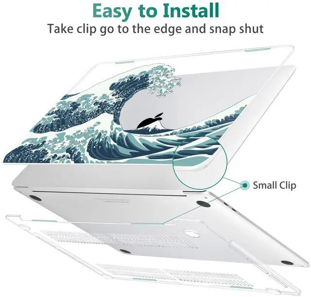 Alt view image 4 of 5 - for MacBook Pro 16 inch 2020 2019 Release Model A2141, May Chen Crystal Clear Hard Shell Case Cover for MacBook Pro 16 inch Fit Touch ID and Touch Bar & Retina Display - Great Wave