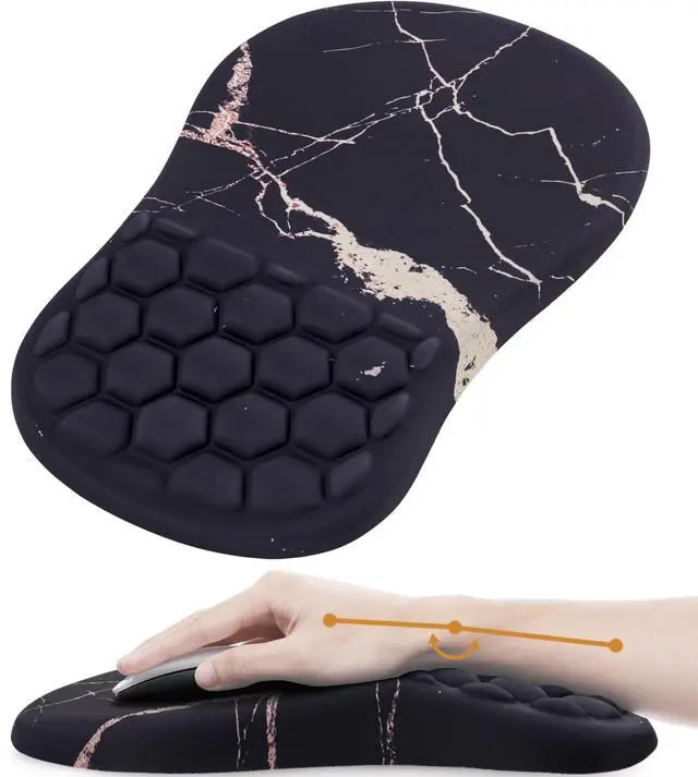 Main image of Laokiiy Mouse Pad Wrist Support, Ergonomic Mouse Pad with Wrist Rest, Comfortable Computer Mouse Pad for Laptop, Pain Relief Mousepad with Non-Slip PU Base Black Gold Marble