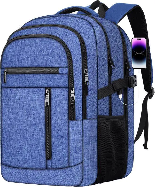 Main image of 17 inch Travel laptop backpack Anti-Theft Backpack With USB Charging Port, Extra Large Business TSA Backpacks Sturdy Water Resistant Bag for Men Women, Blue