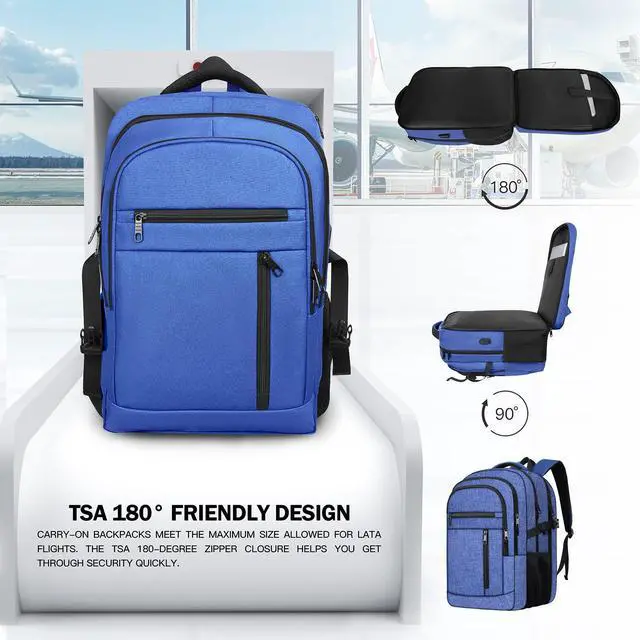 Alt view image 4 of 5 - 17 inch Travel laptop backpack Anti-Theft Backpack With USB Charging Port, Extra Large Business TSA Backpacks Sturdy Water Resistant Bag for Men Women, Blue