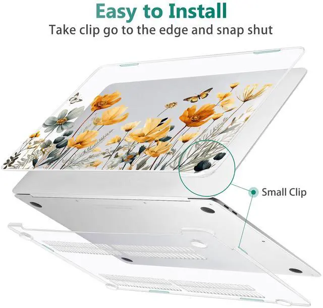 Alt view image 5 of 5 - May Chen Compatible with MacBook Air 13 inch Case 2021, 2020 2019 2018 Release Model: M1 A2337 A2179 A1932, Plastic Hard Shell Case Cover for MacBook Air 13 inch with Retina Dispaly, Wildflowers S930