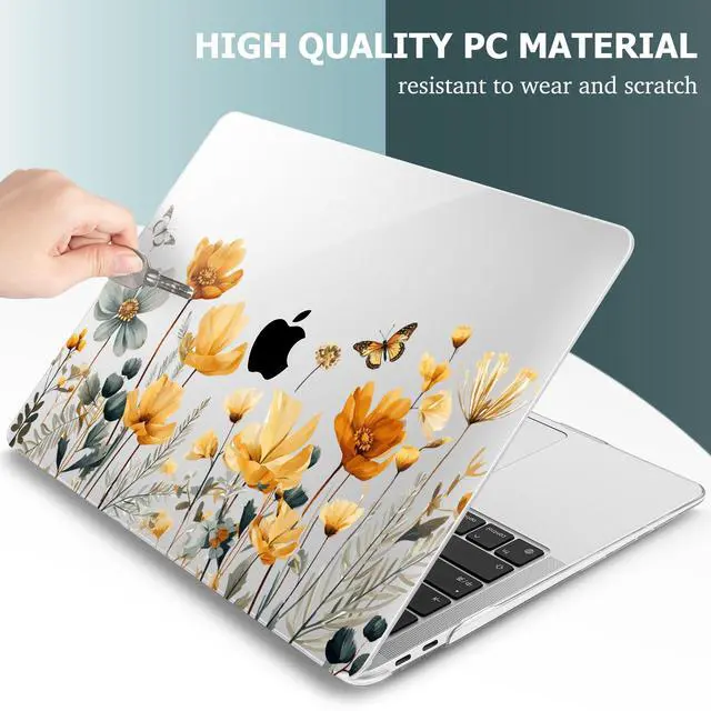 Alt view image 4 of 5 - May Chen Compatible with MacBook Air 13 inch Case 2021, 2020 2019 2018 Release Model: M1 A2337 A2179 A1932, Plastic Hard Shell Case Cover for MacBook Air 13 inch with Retina Dispaly, Wildflowers S930