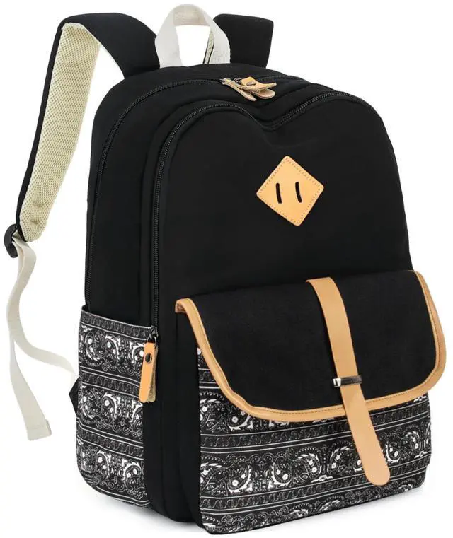 Main image of Leaper Canvas Backpack Laptop Bag Travel Bag bag Daypack Black