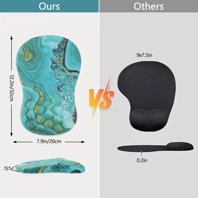 Alt view image 2 of 5 - Laokiiy Mouse Pad Wrist Support, Ergonomic Mouse Pad with Wrist Rest, Comfortable Computer Mouse Pad for Laptop, Pain Relief Mousepad with Non-Slip PU Base Green