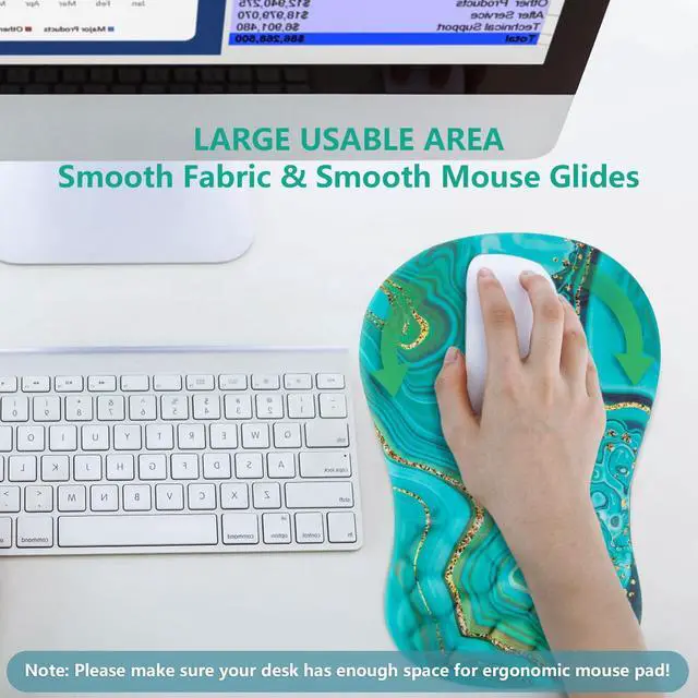 Alt view image 5 of 5 - Laokiiy Mouse Pad Wrist Support, Ergonomic Mouse Pad with Wrist Rest, Comfortable Computer Mouse Pad for Laptop, Pain Relief Mousepad with Non-Slip PU Base Green