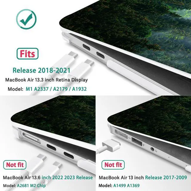 Alt view image 2 of 5 - May Chen Compatible with New MacBook Air 13 inch Case 2021, 2020 2019 2018 Release Model: M1 A2337 A2179 A1932, Plastic Matte Hard Shell Case Cover for Mabook Air 13 inch with Retina Dispaly, Forest