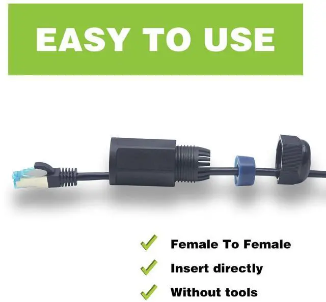 Alt view image 2 of 5 - LEENUE Waterproof rj45 Coupler Cat6, IP68 Waterproof Ethernet Coupler Female to Female, Shielded Outdoor Ethernet Coupler for CAT6/CAT5E/CAT5 Network Cables PoE, 5-Pack