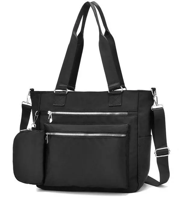 Main image of I IHAYNER Laptop Tote Bag for Women 15.6 Inch Waterproof Canvas Work Bag Business Briefcase Computer Bags for Travel with Coin Purse Black