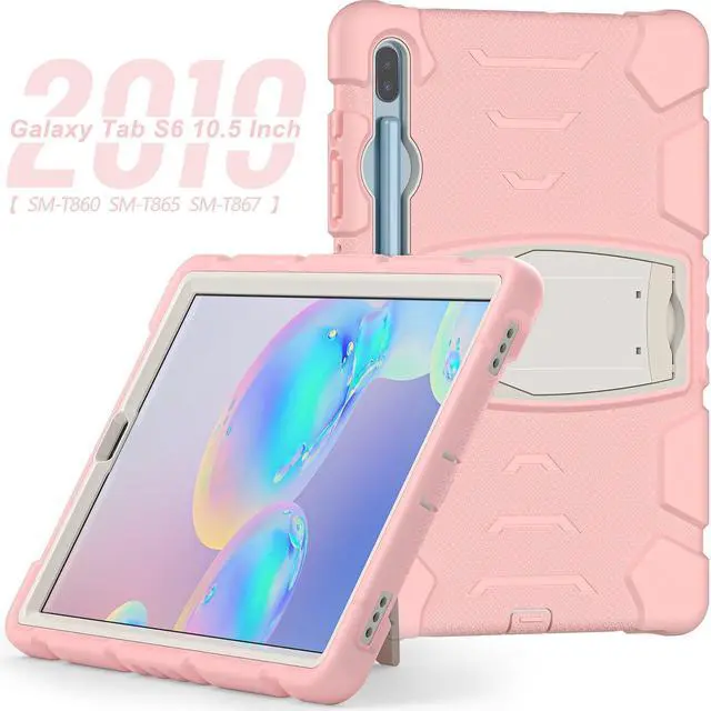 Alt view image 2 of 5 - KYJX Case for Samsung Galaxy Tab S6 10.5 Inch SM-T860/SM-T865, Dual Layer Slim Heavy Shockproof Rugged Boys Girls Silicone Case with Kickstand (Cherry Pink)