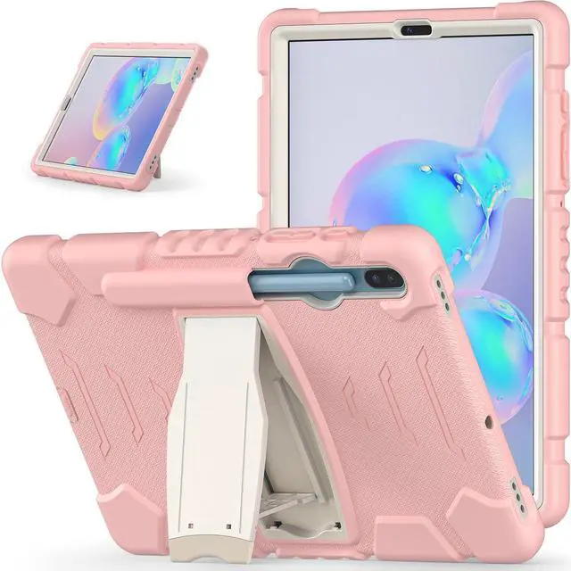 Alt view image 4 of 5 - KYJX Case for Samsung Galaxy Tab S6 10.5 Inch SM-T860/SM-T865, Dual Layer Slim Heavy Shockproof Rugged Boys Girls Silicone Case with Kickstand (Cherry Pink)