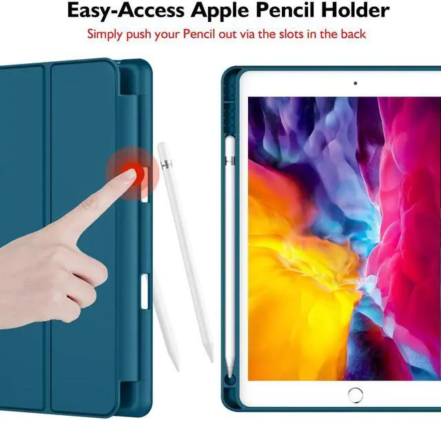 Alt view image 2 of 5 - iMieet iPad 9.7 Case (2018/2017 Model, 6th/5th Generation), Smart Cover with Pencil Holder and Soft Baby Skin Silicone Back and Full Body Protection, Auto Wake/Sleep Cover (Teal)