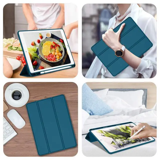 Alt view image 4 of 5 - iMieet iPad 9.7 Case (2018/2017 Model, 6th/5th Generation), Smart Cover with Pencil Holder and Soft Baby Skin Silicone Back and Full Body Protection, Auto Wake/Sleep Cover (Teal)