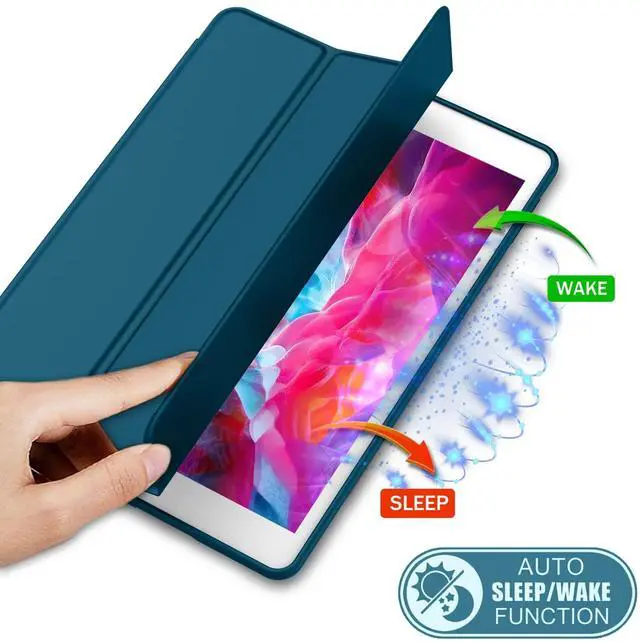 Alt view image 5 of 5 - iMieet iPad 9.7 Case (2018/2017 Model, 6th/5th Generation), Smart Cover with Pencil Holder and Soft Baby Skin Silicone Back and Full Body Protection, Auto Wake/Sleep Cover (Teal)