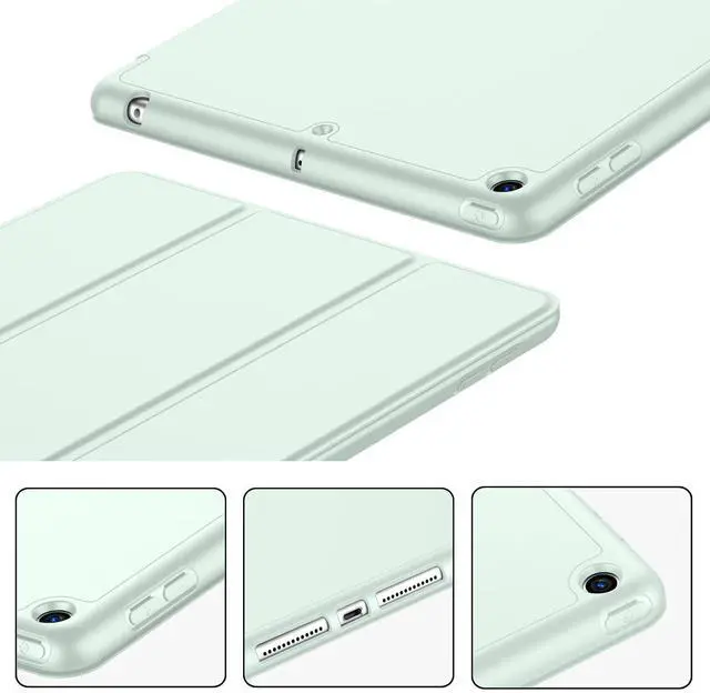 Alt view image 3 of 5 - iMieet iPad 9.7 Case (2018/2017 Model, 6th/5th Generation), Smart Cover with Pencil Holder and Soft Baby Skin Silicone Back and Full Body Protection, Auto Wake/Sleep Cover (Pale Green)