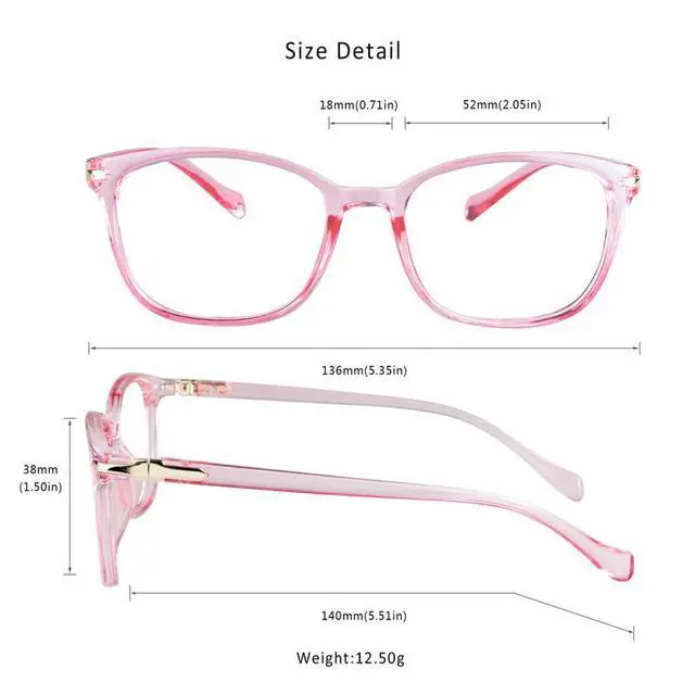 Alt view image 3 of 5 - LifeArt Blue Light Blocking Glasses, Computer Reading Glasses with Spring Hinge, Gaming Glasses, TV Glasses for Women Men, Anti Glare (Pink Floral+Clear Pink+Transparent,0.00 Magnification)