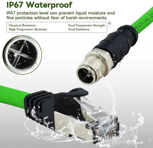 Alt view image 3 of 5 - Lonlonty M12 X-Coded 8 Pin to RJ45 Cable Cat6A Industrial Ethernet Shielded Cable for Cognex and Automation Application SFTP 24AWG 1M