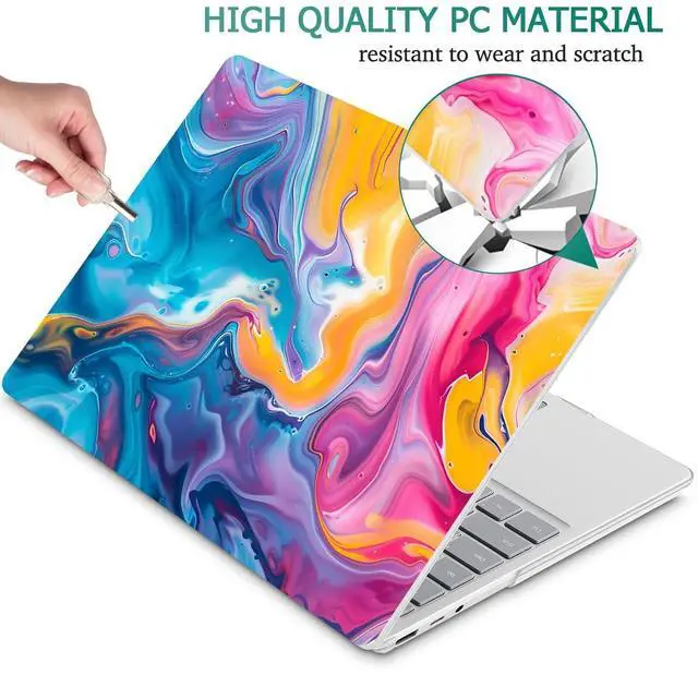 Alt view image 4 of 5 - May Chen Compatible with Microsoft Surface Laptop Go 3/2/1 12.4 Inch Case, Plastic Hard Shell with Keyboard Cover, Rainbow Colored Liquid