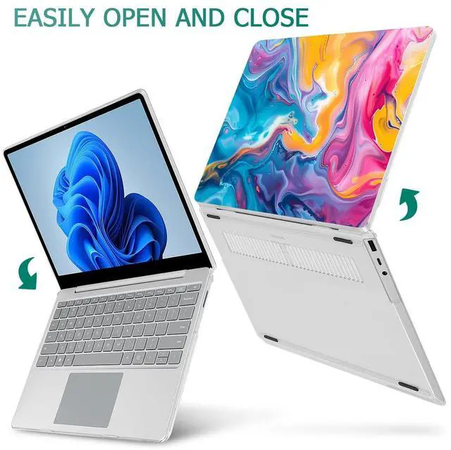 Alt view image 5 of 5 - May Chen Compatible with Microsoft Surface Laptop Go 3/2/1 12.4 Inch Case, Plastic Hard Shell with Keyboard Cover, Rainbow Colored Liquid