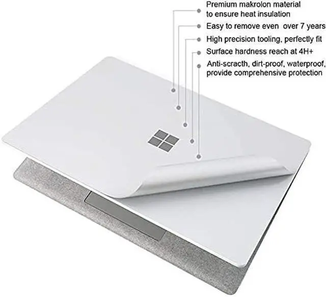 Alt view image 3 of 5 - XSKN Pure Color Full Body Bubble Free Computer Vinyl Decal Sticker Cover Protective Skin for Microsoft Surface Laptop 1 2 3 4 5 Model Computer (Surface Laptop 1&2 13.5 inch, Silver)