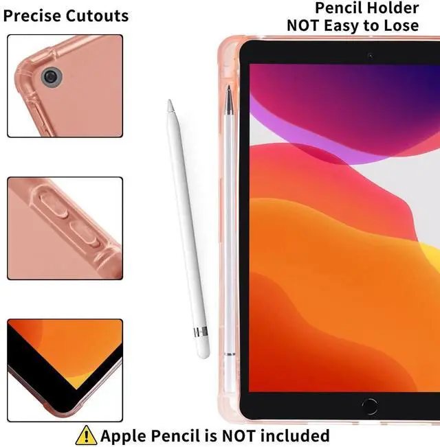 Alt view image 3 of 5 - MAYCARI Strawberry Daisy Design Case for iPad 10.2 inch 2021/2020/2019 with Pencil Holder, Cute Floral iPad 9th/8th/7th Generation Soft TPU Back Protective Case, Auto Sleep/Wake Cover Slim Shell