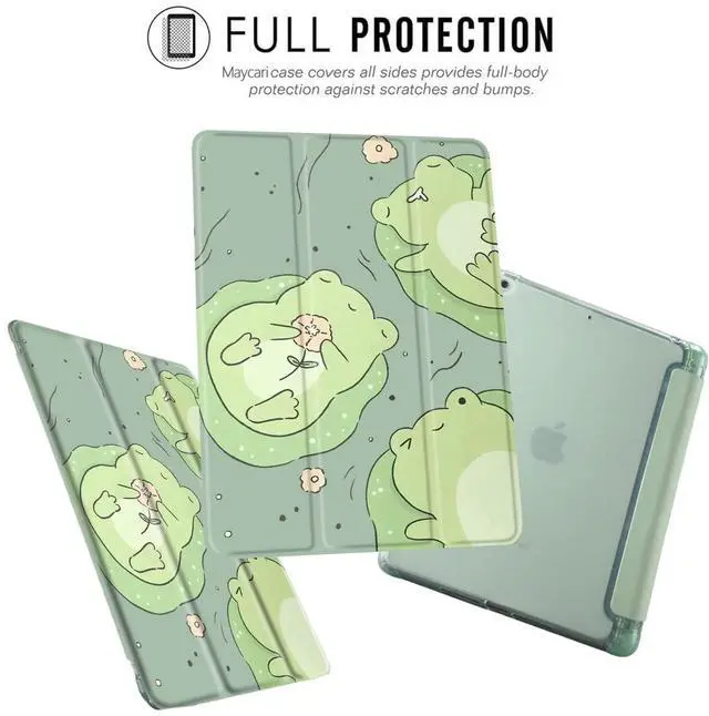 Alt view image 2 of 5 - MAYCARI Cute Frog Case foriPad Pro 12.9 Inch 2022/2021/2020 with Pencil Holder, Cute iPad Pro 6th/5th/4th Generation Protective Case with Soft TPU Back, Auto Sleep/Wake Cover Slim Shell for Girls