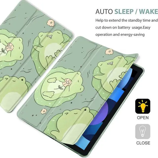 Alt view image 4 of 5 - MAYCARI Cute Frog Case foriPad Pro 12.9 Inch 2022/2021/2020 with Pencil Holder, Cute iPad Pro 6th/5th/4th Generation Protective Case with Soft TPU Back, Auto Sleep/Wake Cover Slim Shell for Girls