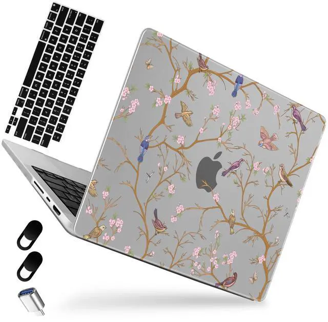 Main image of MEEgoodo for M4 MacBook Pro 16 inch Case 2024 2023 2021, Flexible & Matte Case Fit Model A3403/A3186/A2991/A2780/A2485 M3 M2 M1 Pro/Max, Cherry Blossom & Sparrow