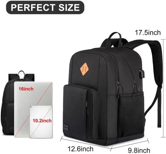 Alt view image 4 of 5 - Backpack for Men Women, School Backpacks for Teen Boys Girls, Lightweight Laptop Backpack for Travel with USB Charger, Water Resistant Black Backpack