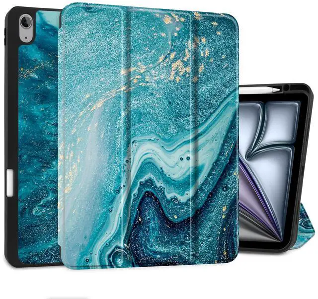 Main image of MEEgoodo Case for iPad Air 13 inch 2025 2024 (M3/M2), Tablet Cases with Trifold Stand + Pencil Holder + Auto Wake/Sleep + Soft TPU Back Cover, Abstract Ocean