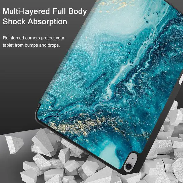 Alt view image 5 of 5 - MEEgoodo Case for iPad Air 13 inch 2025 2024 (M3/M2), Tablet Cases with Trifold Stand + Pencil Holder + Auto Wake/Sleep + Soft TPU Back Cover, Abstract Ocean