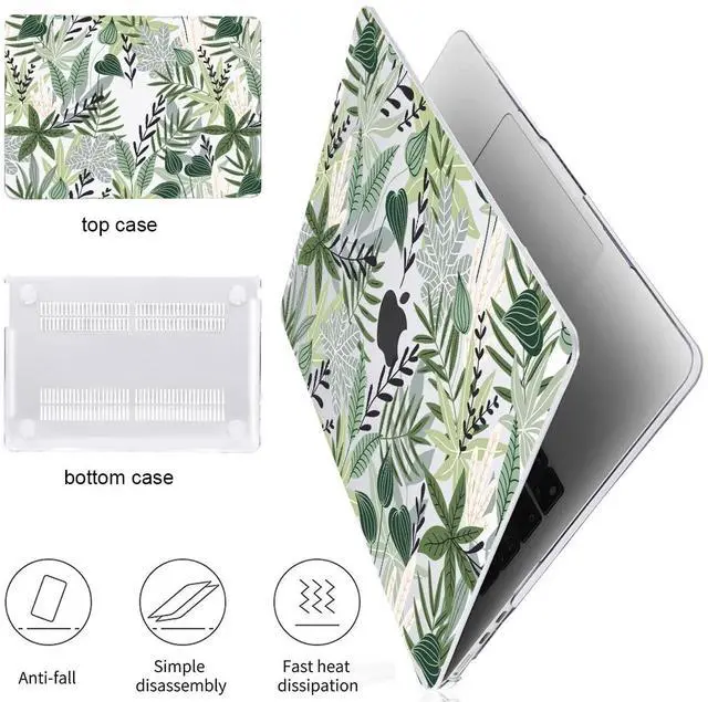 Alt view image 4 of 5 - LCMOCICO for MacBook Air 13.6 inch Case 2025 M4 A3240 2024 M3 A3113 2022 2023 A2681 M2 Chip, Crystal Plastic Pattern Hard Shell Case Cover for Mac Air 13.6 M4 2025 Touch ID, Tropical Green Leaves