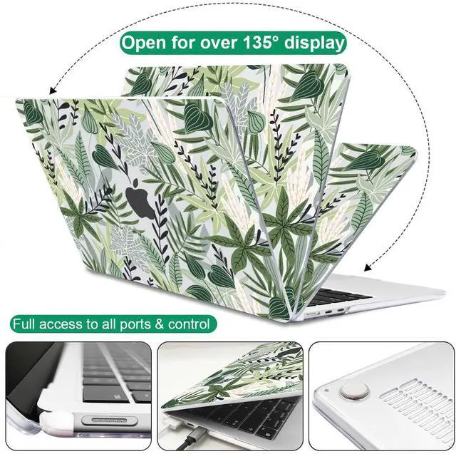 Alt view image 5 of 5 - LCMOCICO for MacBook Air 13.6 inch Case 2025 M4 A3240 2024 M3 A3113 2022 2023 A2681 M2 Chip, Crystal Plastic Pattern Hard Shell Case Cover for Mac Air 13.6 M4 2025 Touch ID, Tropical Green Leaves