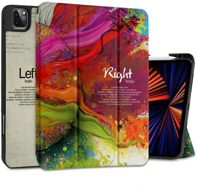 Main image of MEEgoodo for iPad Pro M2 12.9 Case 6th/5th/4th/3rd Generation 2022 2021 2020 2018 with Pencil Holder, Tablet Cover with Soft TPU Back Shell, Brain