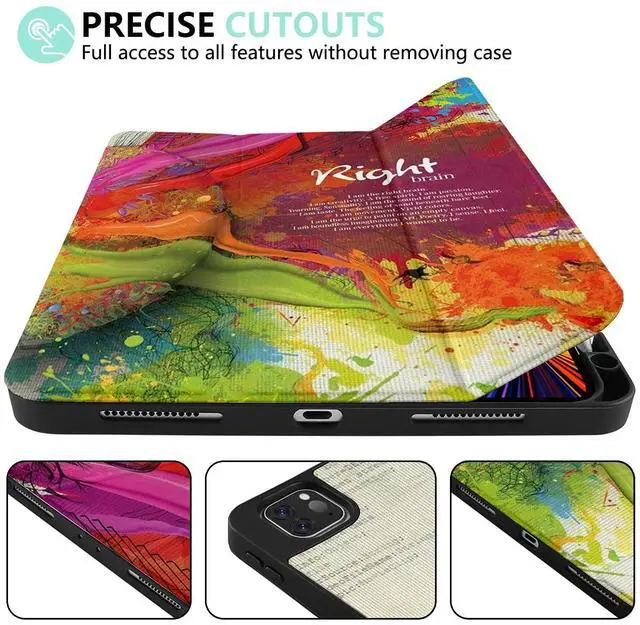 Alt view image 2 of 5 - MEEgoodo for iPad Pro M2 12.9 Case 6th/5th/4th/3rd Generation 2022 2021 2020 2018 with Pencil Holder, Tablet Cover with Soft TPU Back Shell, Brain