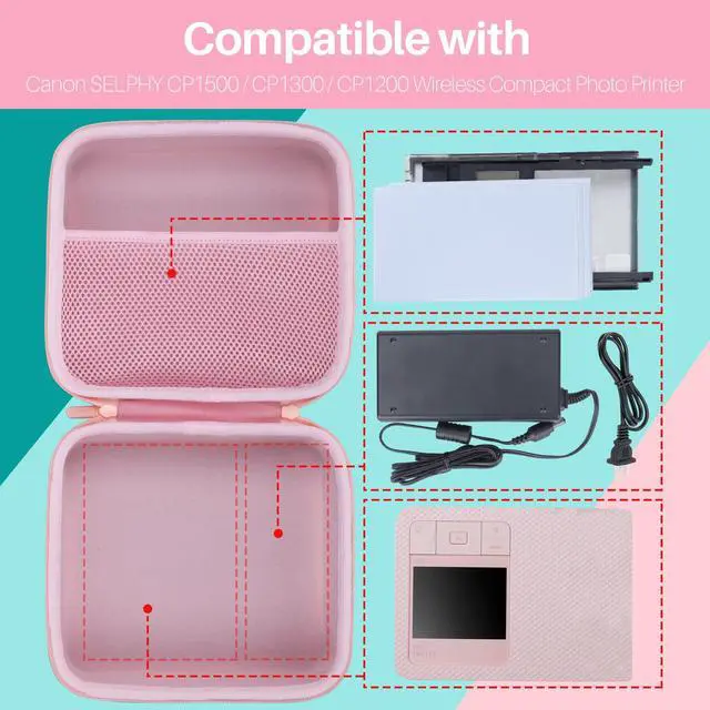 Alt view image 3 of 5 - Lebakort Hard Case Compatible with Canon SELPHY CP1500 CP1300 CP1200 Compact Photo Printer (Pink Case)