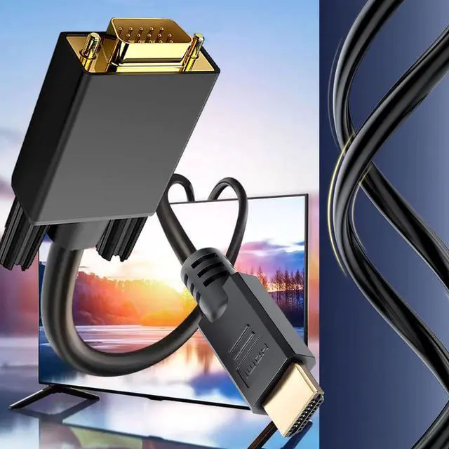 Alt view image 2 of 5 - Generic HDMI to VGA Adapter, 30ft, with Audio, Gold-Plated Connector, Heavy Duty Material, Supports 1920x1080@60Hz, Easy Movie Viewing, Free Replacement within 1 Year