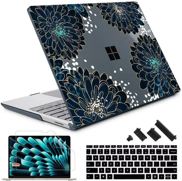 Main image of Lepeoac Compatible with 12.4 inch Microsoft Surface Laptop Go 3 Go 2 Go 1 Models: 1943 2013(2023 2022 2020 Release, Plastic Hard Shell Case with Keyboard Cover & Screen Protector, Luxury Floral