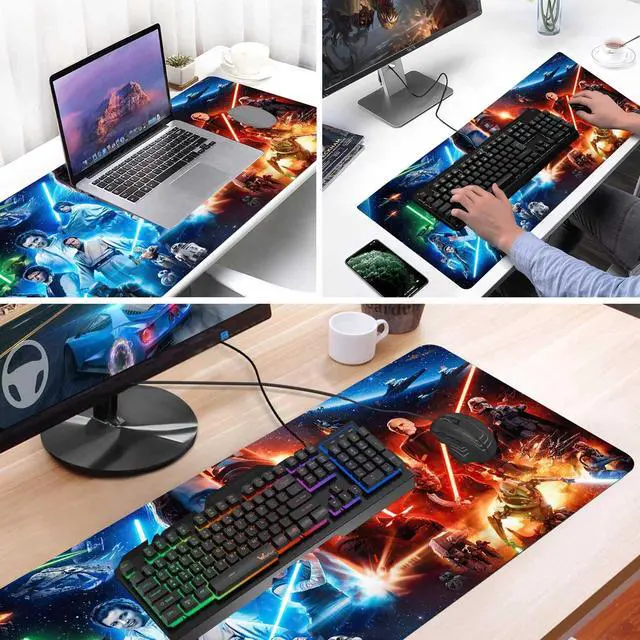 Alt view image 4 of 5 - Large Gaming Mouse Pad XXL,Extended Large Gaming Mousepad,Desk Accessories,Office Supplies,Office Decor,Non-Slip Rubber Base and Stitched Edges Desk Pad for Computer Game Office Work,31.5"x15.7"