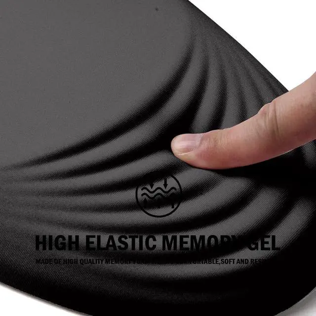 Alt view image 3 of 5 - Ergonomic Mouse Pad with Wrist Rest Support, Entire Memory Foam with Non-Slip PU Base, Wireless, Black