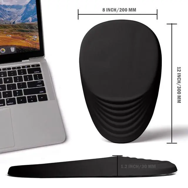 Alt view image 4 of 5 - Ergonomic Mouse Pad with Wrist Rest Support, Entire Memory Foam with Non-Slip PU Base, Wireless, Black