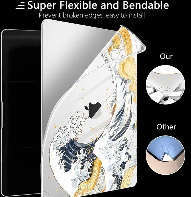 Alt view image 4 of 5 - MEEgoodo for M2 MacBook Pro 13 inch Case 2022 2021 2020,Crystal Cover Fit Model A2338 M2/M1 A2251 A2289, Flexible Plastic Case for 13.3-inch Laptop, Hard Shell for MacBook Pro M2,Wave Illustration