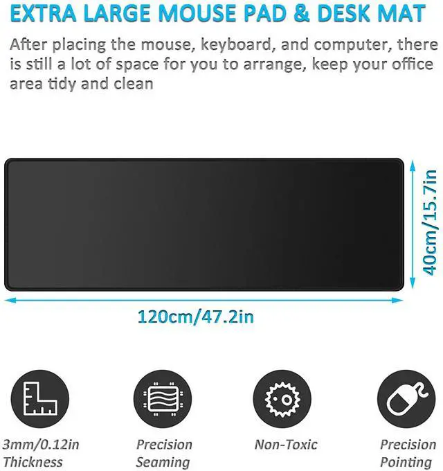 Alt view image 2 of 5 - LL-COEUR XXL Black Mouse Pad Gaming Keyboard Mat Laptop Office Desk Mat (47.2" x 15.7" x 0.12")