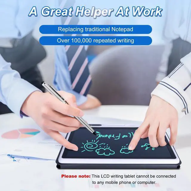 Alt view image 4 of 5 - 10 inch LCD Writing Tablet Electronic Writing Notebook with PU Protective Cover Erasable Drawing Pad Gift for Kids Adults at Home School Office(Black