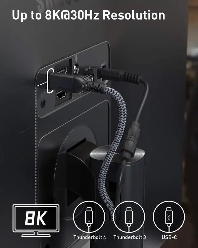 Alt view image 2 of 5 - Maxonar [6.6Ft] Thunderbolt 4 Cable with 40Gbps Data Sync/240W Charging and 8K/5K@60Hz for Thunderbolt 4/3, USB4, and USB C Devices